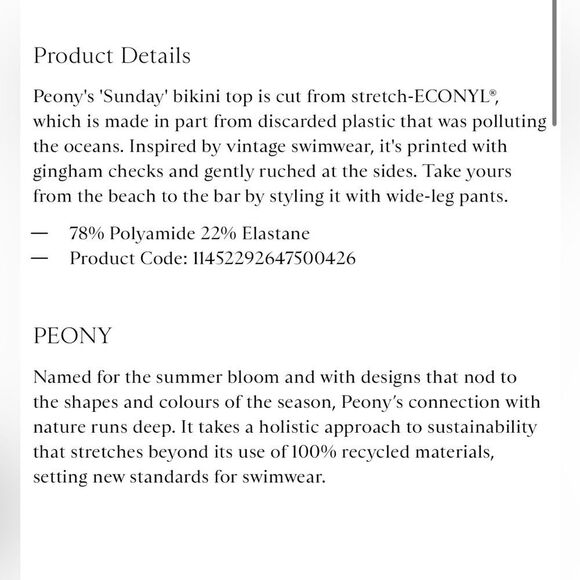 Peony Swim One-Shoulder Gingham Bikini Top Cocoa Brown XL - Picture 3 of 9